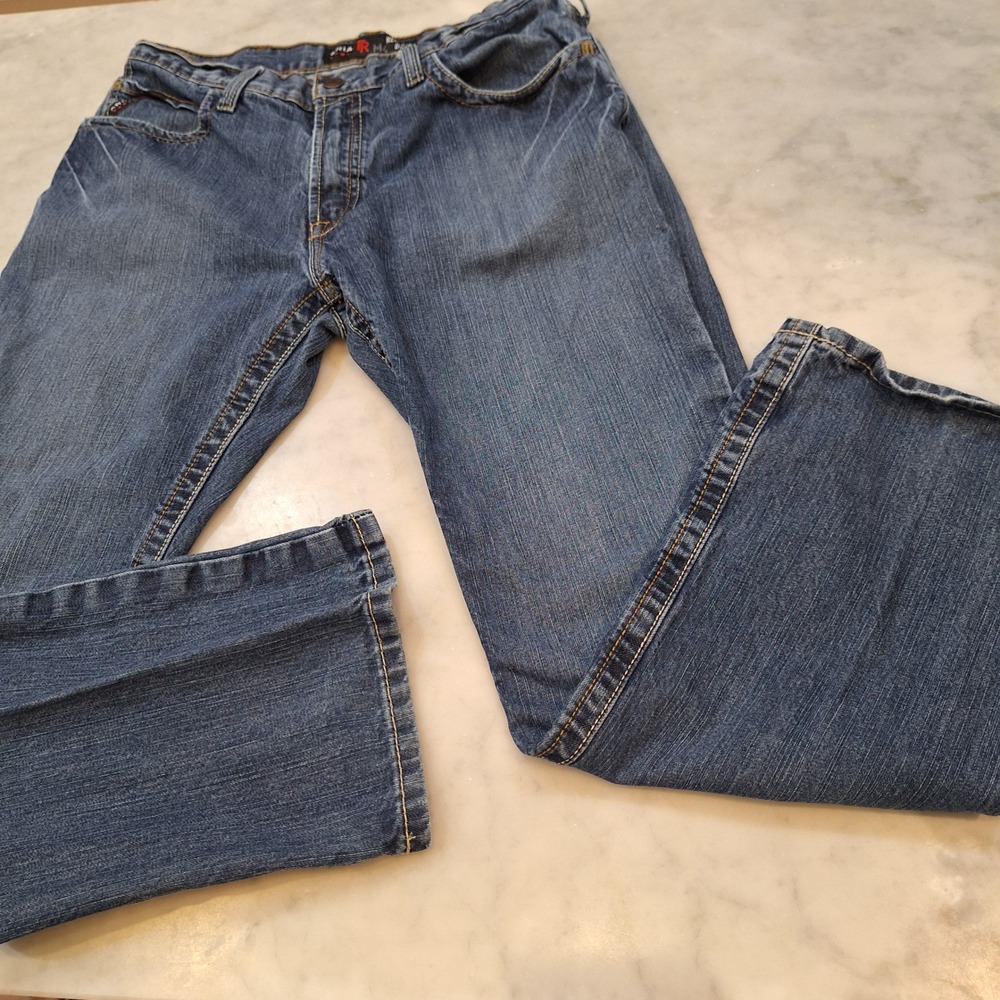 Ariat FR M4 Relaxed Boot Jeans Mens 35x32 (31) Blue FR Bootcut Work Denim Pants - Picture 2 of 9